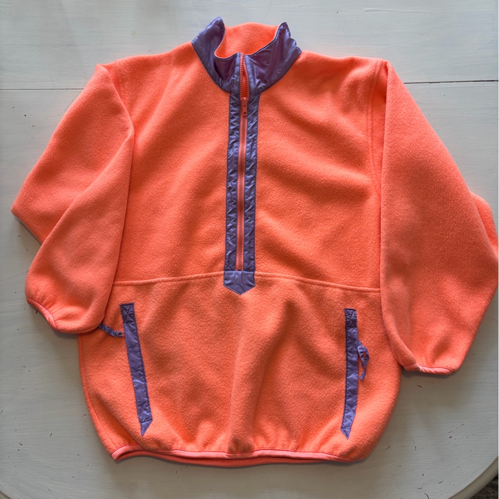Vintage Dashers Fleece Pullover Jacket Women's Size Medium Coral & Purple color
